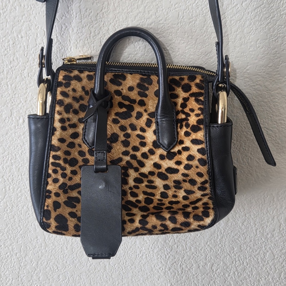 J Crew Genuine Calf Hair Crossbody Mini Satchel Sahara Brown (Leopard) J9606